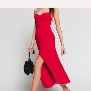 Reformation Strapless Scarlet Dress